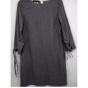 Vestido para mujer Lafayette 148 NY a rayas cuello en V negro manga larga S - Imagen 1 de 6