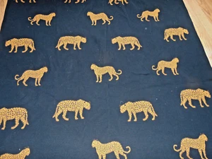 Black with Leopards Cheetahs 100% Cotton Knit Blanket Throw 52 x 59" Reversible - Picture 1 of 8