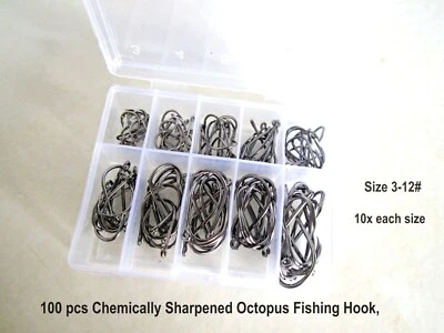 10 anzuelos de pesca pulpo afilados químicamente tamaño pequeño 100p slimies caballa Foto 1 de 4
