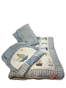 vintage Koala Kids 3pcs Crib Set Nautical Neutral Baby Nursery Anchor Sailboat - Picture 1 of 6