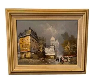 Vintage 16x20 Oil Painting of Montmartre Paris - Signed, Framed Artwork - Picture 1 of 11