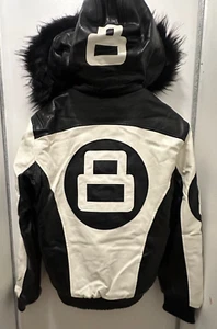 Men's 8 Ball Jacket Robert Phillipe Jacket Removeable Fur Hood WHITE NEW W TAGS - Picture 1 of 10