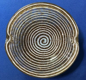 Murano Grateful / Todo / Barbini White Swirl W Copper Flecks Ashtray Glass Vntg - Picture 1 of 8