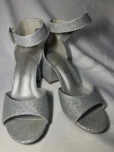 Dream Paris Silver Sparkle Shoes Prom Evening Heels Size 5 Ladies Sandals - Picture 1 of 10