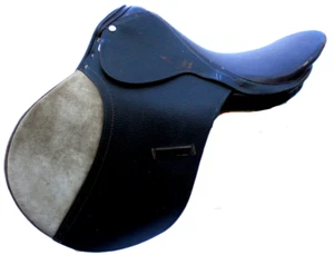 SCHÖN! 17 ZOLL BRAUN LEDER CLOSE CONTACT SPRINGEN ENGLISCHER REITSATTEL - Bild 1 von 3