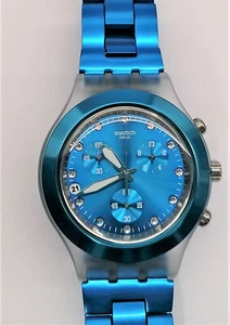 SWATCH IRONY DIAPHANE CHRONO 2011 - SVCK4053AG - Full-Blooded Cyan - NUEVO - - Imagen 1 de 3