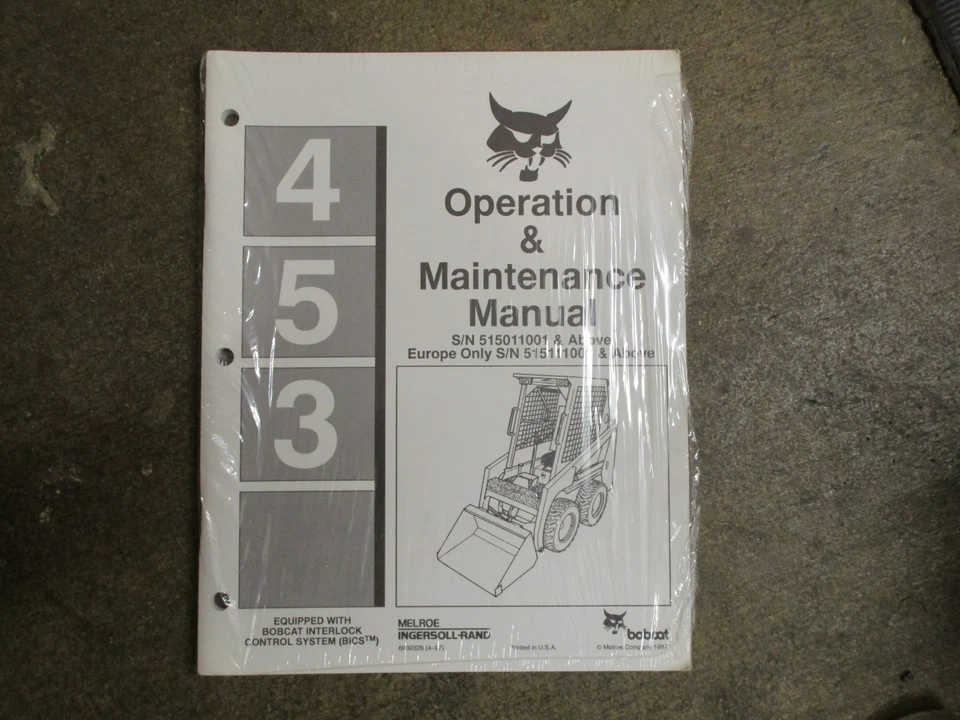 Bobcat 453 skid steer loader owners & maintenance manual - Image 1 of 1