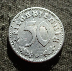 OLD COIN OF THIRD REICH GERMANY 50 REICHSPFENNIG 1935 G KARLSRUHE - Picture 1 of 2
