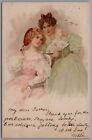 two ladies in period dress - Fashion Vintage Postcard Postmark 1910