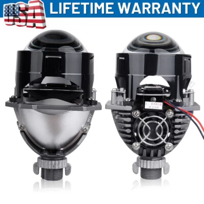 2.5'' Bi Led Lens Halo Lights Projectors H4 H7 9005 9006 6000K Car Headlights - Image 1 of 4