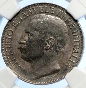 1911 ITALY King Vittorio Emmanuel III Roma & Male Silver 2 Lire Coin NGC i106594 - Picture 1 of 5