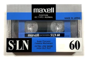 MAXELL S-LN 60 casete de audio cinta en blanco sellado Hecho en Japón Tipo I  - Imagen 1 de 2