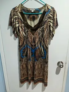 BOSTON PROPER XS BOHO JEWELED Animal / tribal BAUBLES BEADED Dress RARE - Picture 1 of 9