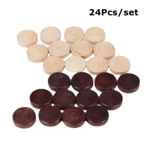 24Pcs Wooden Draughts Checkers Checkers Pieces Chess Game Accessories Backgammon - Picture 1 of 7