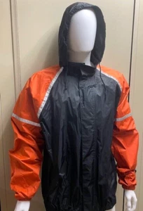 Harley Davidson Hooded Full Zip Windbreaker Regenjacke Herren Large schwarz orange - Bild 1 von 3