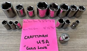 15 ASS' T CRAFTSMAN 1/4 + 3/8 IN DRIVE SAE 6 PT SOCKETS USA MADE (CHRIS LOWE) - Picture 1 of 5