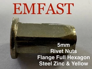 M5 Metrisch Nietmutternsatz Stahl Flachflanschkopf Ganzkörper Sechskant 5mm - Bild 1 von 3