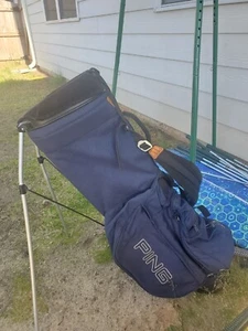 Ping Hoofer Golf Stand Bag 4 Way Divider w/Dual Shoulder Straps - Blue and black - Picture 1 of 12