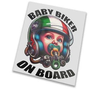 Adesivi decalcomanie BABY BIKER A BORDO auto moto italiana neonato x 1 pz - Foto 1 di 1