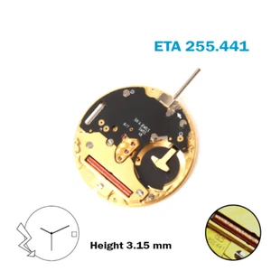 ETA 255.441 SWISS🇨🇭 Watch MOVEMENT , White Date Disk at 3 . - Picture 1 of 4
