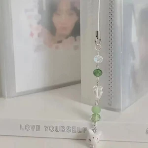 Sweet Four Leaf Clover Totoro Beaded Phone Chain Y2k Cartoon Cute Cat Keychain - Picture 1 of 15