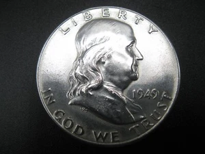 Medio dólar Franklin 1949 Ch/Gem ¡Bu fbl! "RARA"" ¡Fecha! - Imagen 1 de 2