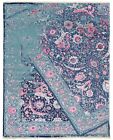 Traditional Navy Hand-knotted Carpet 8'0" x 10'2" Wool/Silk Area Rug