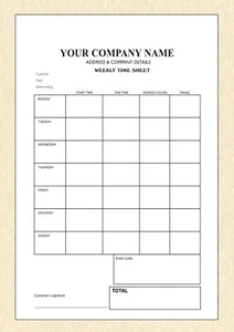 One A4 Duplicate Weekly Time Sheet Book - 50 sets BLACK INK ONLY - Picture 1 of 4