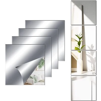 Selbstklebende Fliesenspiegel 4 Stück 30x30cm Spiegelfliesen Selbstklebend 2m... - Bild 1 von 4