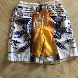 Men's Med Bud Light Swim Trunks w/ Mesh Lining, Elastic Waist, and 3 Pockets - Foto 1 di 4