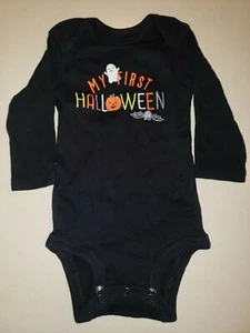 RECIÉN NACIDO bebé negro HALLOWEEN MANGA LARGA PRIMERA CAMISA TOP nueva sin etiquetas CALABAZA niño gi - Imagen 1 de 1