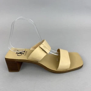 Calvin Klein CK Cuero Sin Cordones Punteras Abiertas Mulas Tacón Zapatos US9 40 UK7 - Imagen 1 de 11