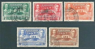 BARBADOS 1939 Jorge VI usado Tercer Centenario SET Foto 1 de 2