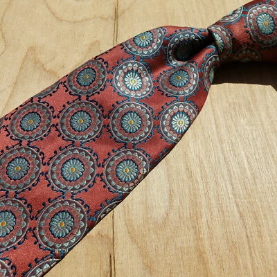 Corbata de seda Dolce & Gabbana cobre con medallón floral multicolor mandala hecha en Italia Foto 1 de 4