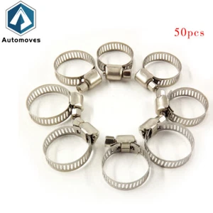 Abrazaderas de manguera de accionamiento de acero inoxidable ajustables de 3/4"-1" clip de gusano de línea de combustible 50 un. - Imagen 1 de 6