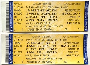 DE COLECCIÓN ENERO 2014 "UNA NOCHE CON JANIS JOPLIN" 2 ENTRADAS DE TEATRO ESPECTÁCULO BROADWAY - Imagen 1 de 2