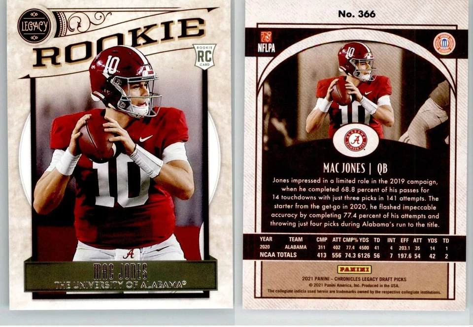 Mac Jones 2021 Chronicles Draft Legacy #366 Alabama Patriots RC Rookie - Image 1 of 1