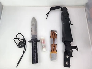 Vintage Survivor Knife With Sheath Sharpener and survival kit WITH BOX - Picture 1 of 23