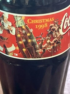 1998 Coca-Cola Coke 8 Oz Glass Bottle Christmas Santa And Reindeer - Picture 1 of 13