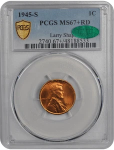 1945-S Lincoln PCGS (CAC) RD 67+ - Picture 1 of 4