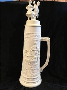 CERAMIC BISQUE BEER STEIN W/ LID  READY TO PAINT 23' Vintage unpainted U-PAINT - Picture 1 of 17