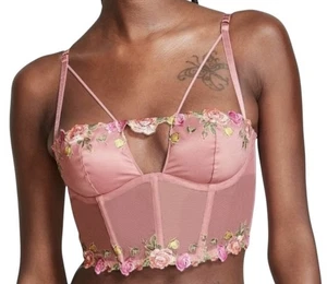 NUEVO VICTORIA’S SECRET Dream Angels Bonitos Pétalos Corsé Top Rosa Rosas M-DD - Imagen 1 de 9