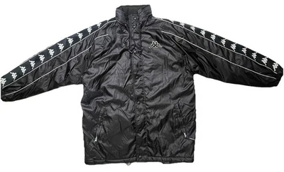 Chaqueta de Invierno Kappa De Colección Deportes Logo Cosido Y2K Negra Grande Para Hombre L Cremallera y Botón Foto 1 de 4