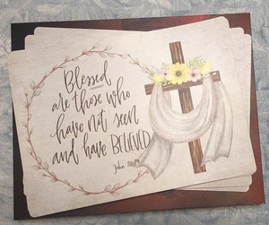 4 Placemats Bible Verse  Religious Christian Cross Table Home Decor Foam Vynal - Picture 1 of 9