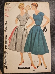 Unused Vintage Original 1950s Sewing Pattern - One-Piece Dress - Size 14,Bust 32 - Picture 1 of 2