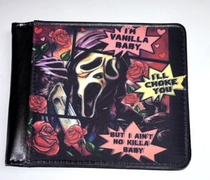 Scream Ghostface Leather Wallet bifold black With Card Slots Bill Fold - Picture 1 of 6
