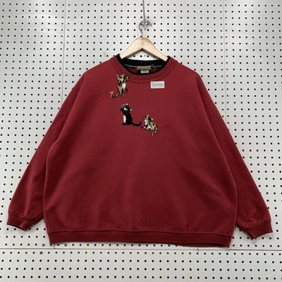 Sudadera De Colección Top Stitch by Morning Sun Car Cuello Redondo Para Mujer 2XL Roja Bordada Foto 1 de 4