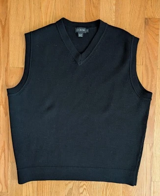 Structure Men's Vintage Sweater Vest 100% Wool Large Black Hong Kong Pullover - Image 1 of 4