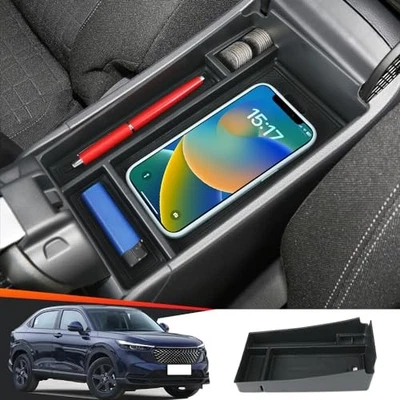 Center console organizer tray compatible with Honda HR-V 2023-2026, black - Изображение 1 из 4