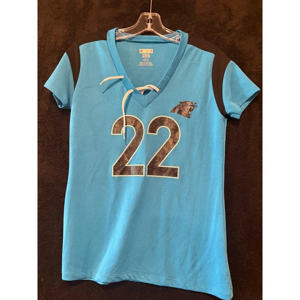 Camiseta de fútbol americano para mujer NFL Carolina Panthers McCaffrey 22 Foto 1 de 4